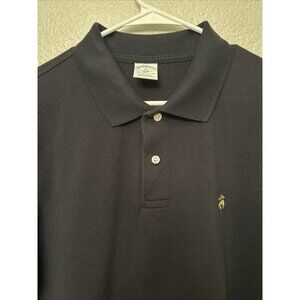 Brooks Brothers Polo XL Slim Fit Black Performance Logo Cotton Shirt Preppy